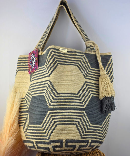 Handmade Wayuu Gray Beach Bag
